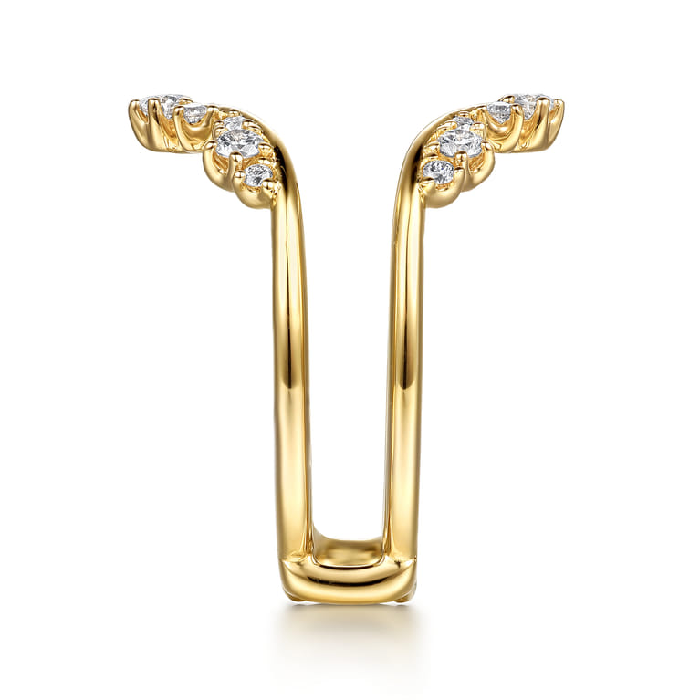 Enhancer Wedding Ring in 14k Yellow Gold with Round Natural Diamond at Gabriel & Co. - Shot 4