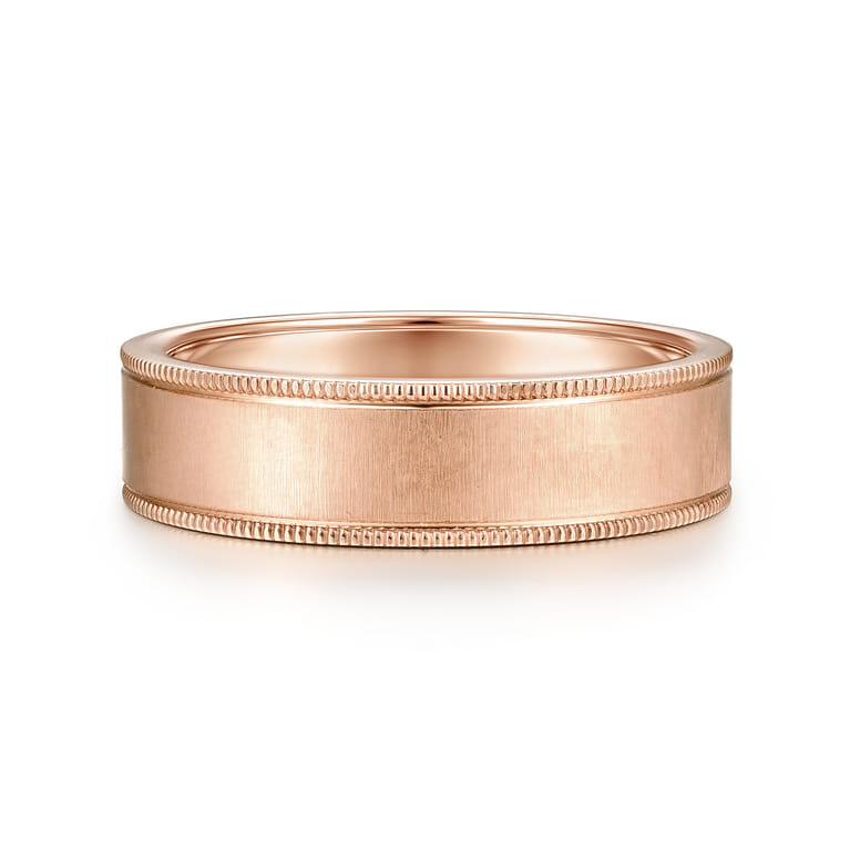 Jason - 14K Rose Gold 6mm - Men's Wedding Band in Sandblast Finish - Shot 1