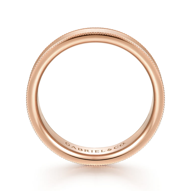 Jason - 14K Rose Gold 6mm - Men's Wedding Band in Sandblast Finish - Shot 2