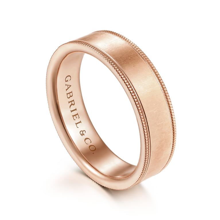 Jason - 14K Rose Gold 6mm - Men's Wedding Band in Sandblast Finish - Shot 3