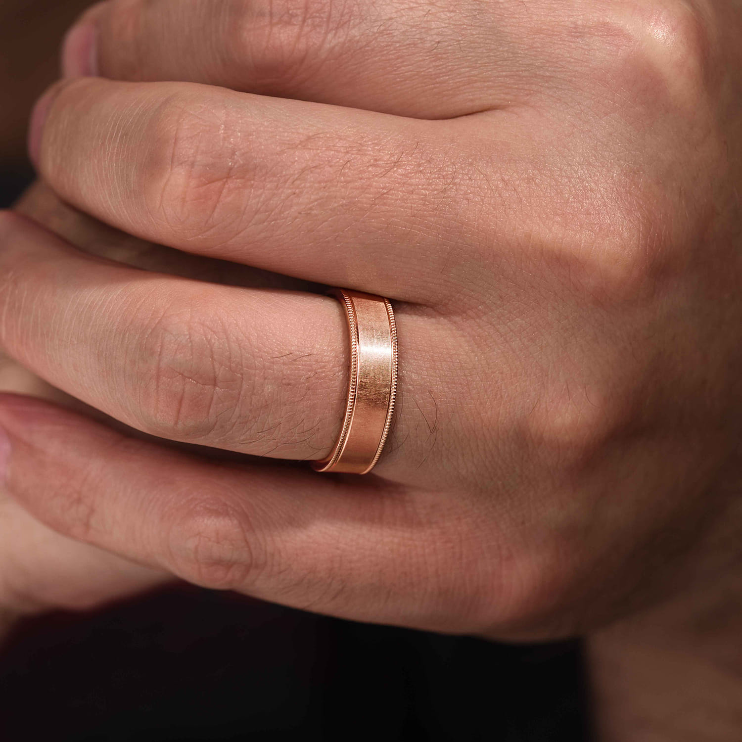 Jason - 14K Rose Gold 6mm - Men's Wedding Band in Sandblast Finish - Shot 5