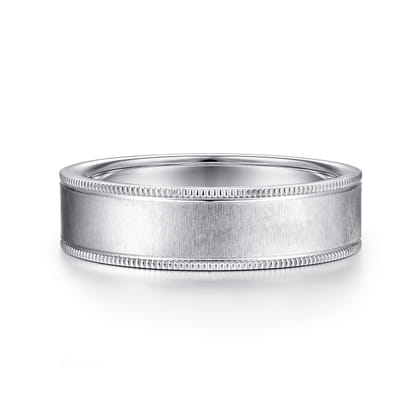 Jason - 14K White Gold 6mm - Men's Wedding Band in Sandblast Finish