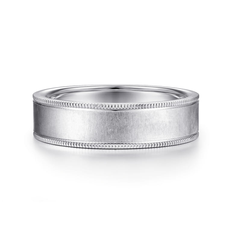 Jason - 14K White Gold 6mm - Men's Wedding Band in Sandblast Finish - Shot 1