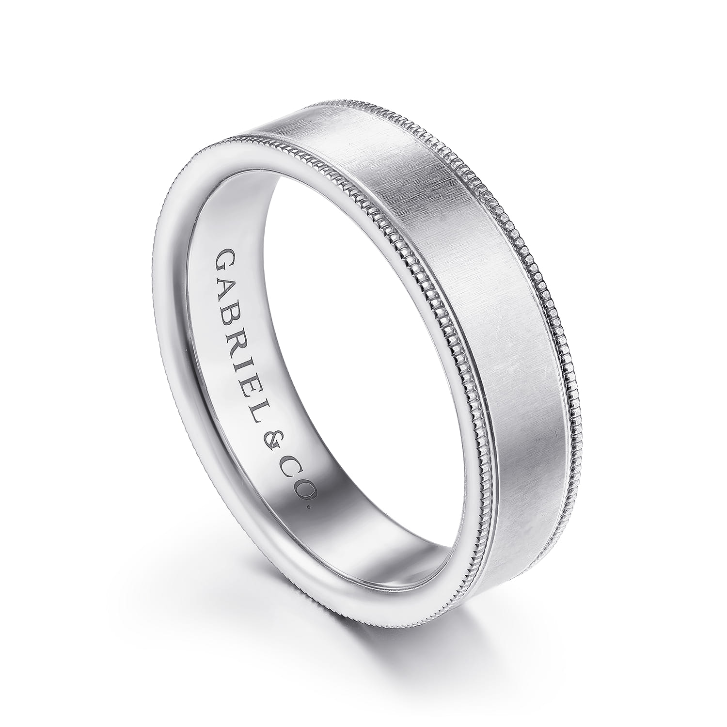 Jason - 14K White Gold 6mm - Men's Wedding Band in Sandblast Finish - Shot 3