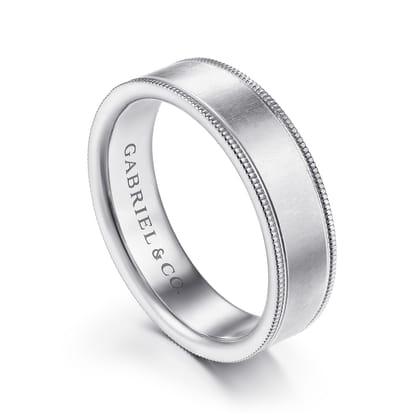 Jason - 14K White Gold 6mm - Men's Wedding Band in Sandblast Finish