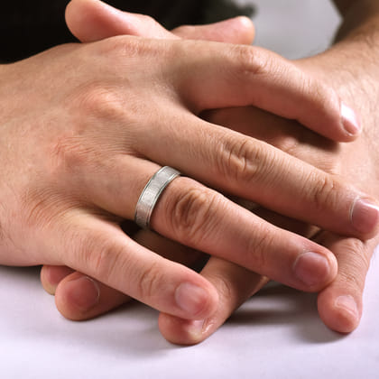 Jason - 14K White Gold 6mm - Men's Wedding Band in Sandblast Finish