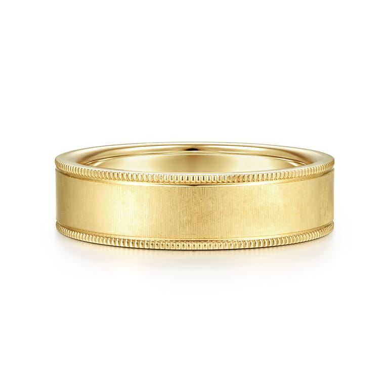 Jason - 14K Yellow Gold 6mm - Men's Wedding Band in Sandblast Finish - Shot 1