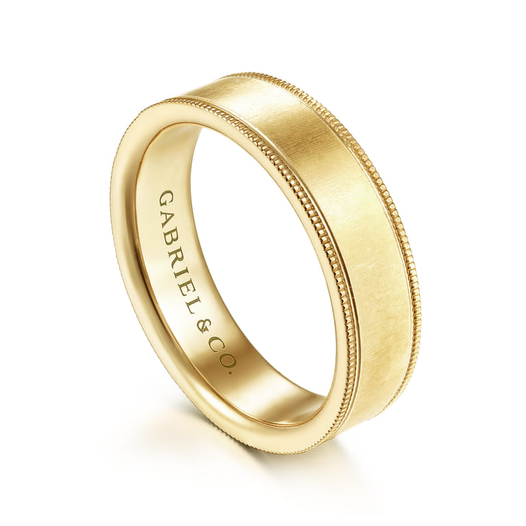 Jason - 14K Yellow Gold 6mm - Men's Wedding Band in Sandblast Finish - Shot 3