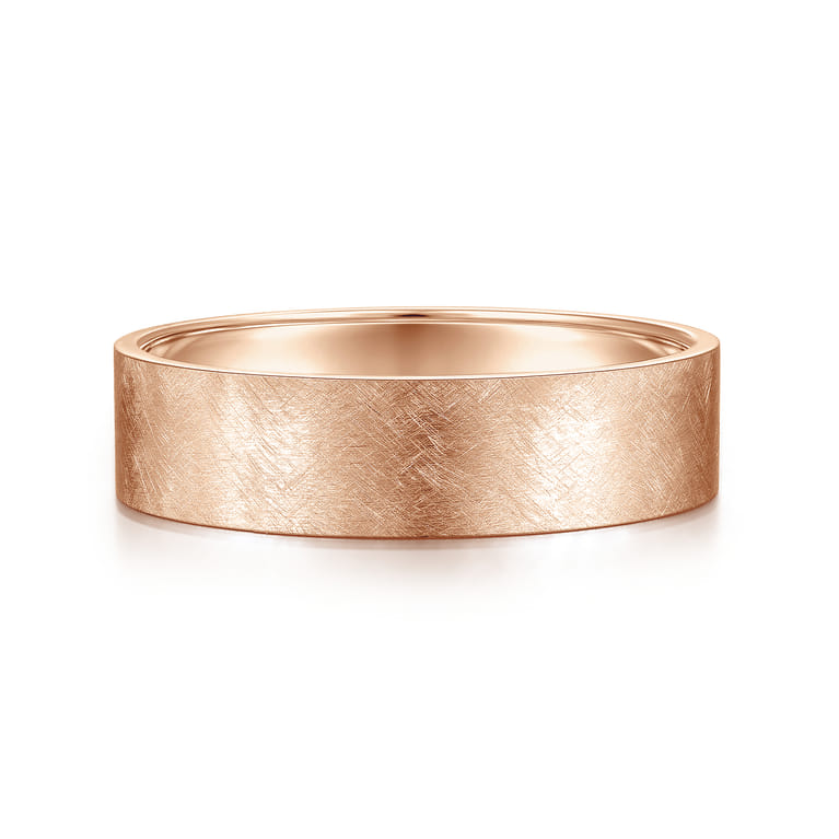Jaxson - 14K Rose Gold 6mm - Brushed Finish Men's Wedding Band - Shot 1