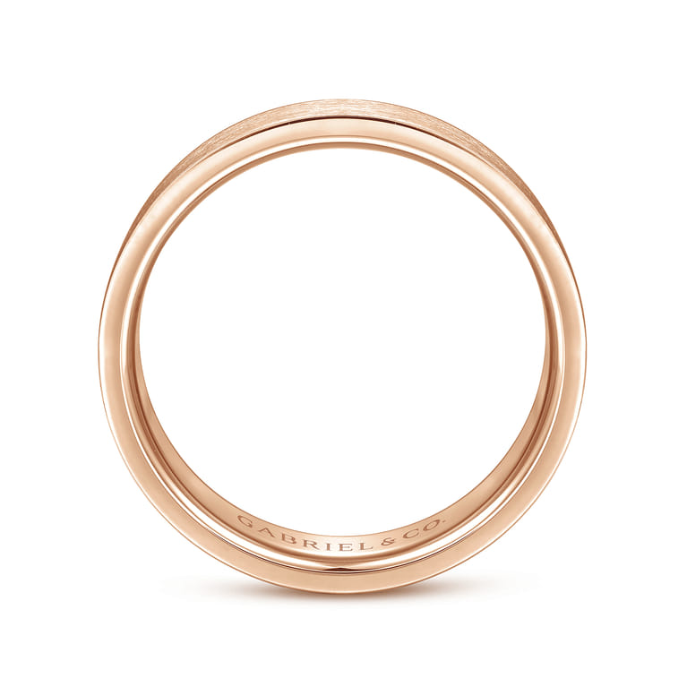 Jaxson - 14K Rose Gold 6mm - Brushed Finish Men's Wedding Band - Shot 2