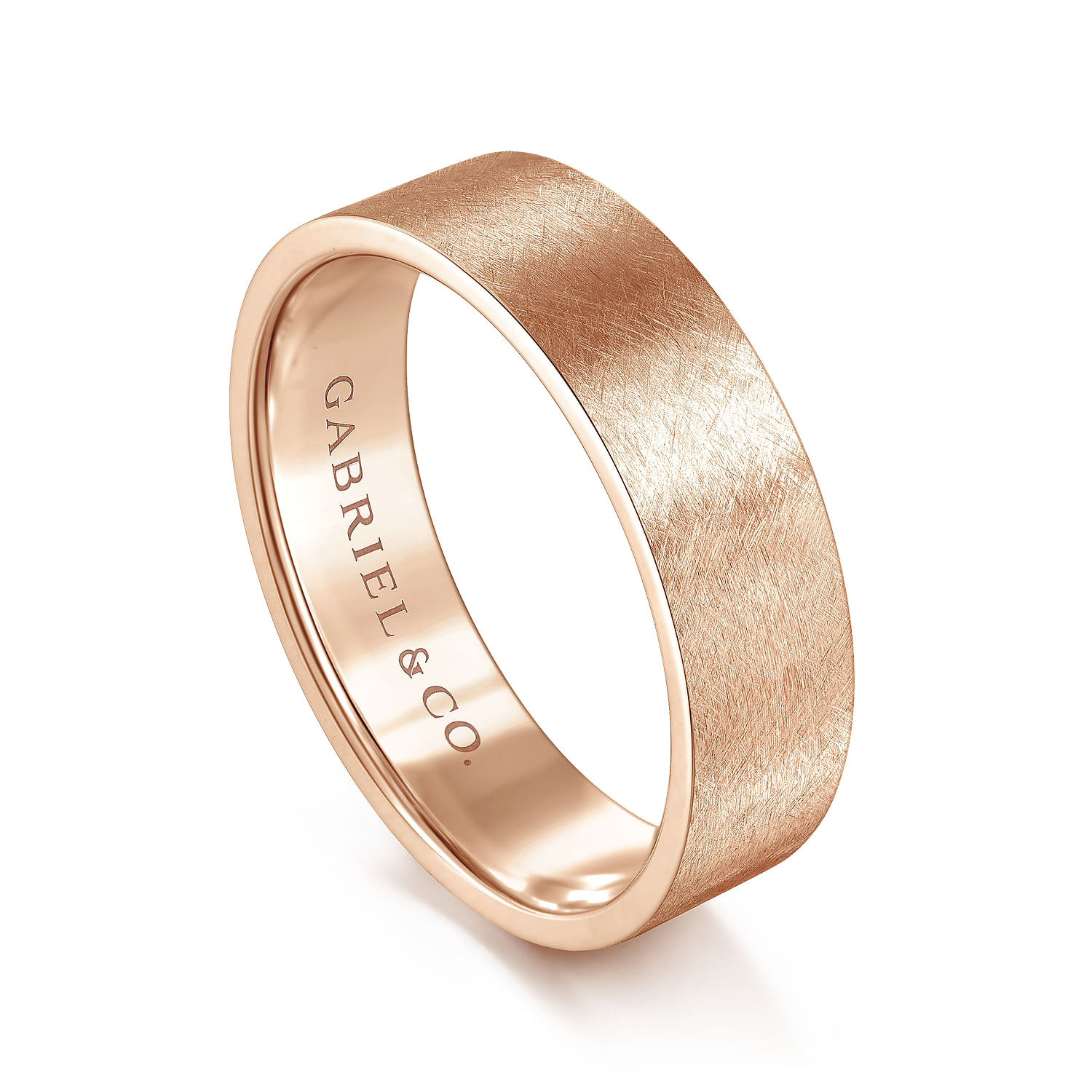 Jaxson - 14K Rose Gold 6mm - Brushed Finish Men's Wedding Band