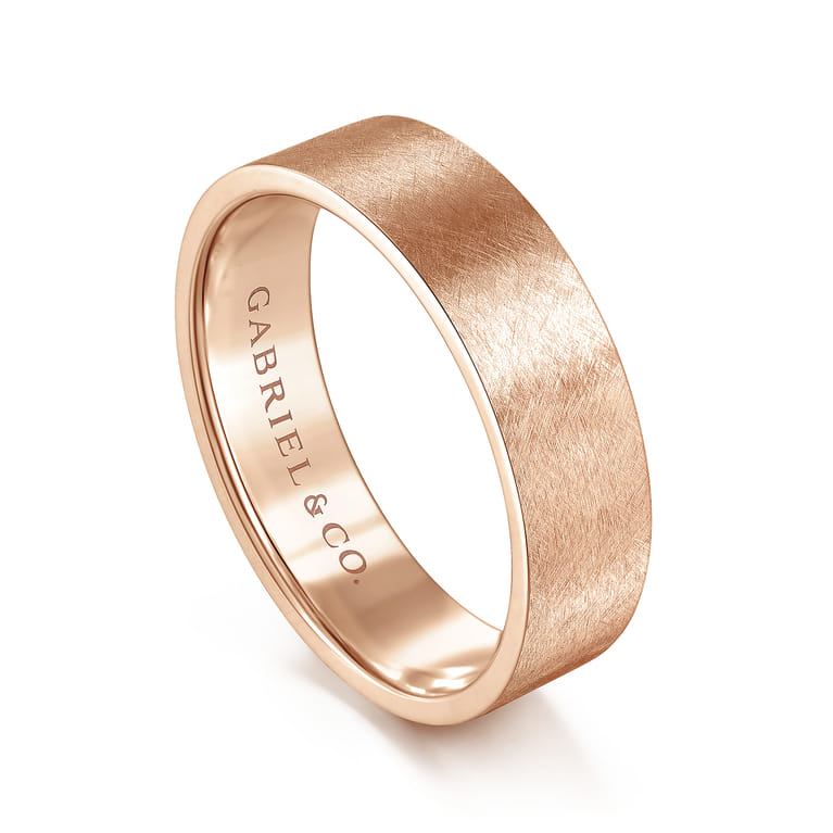 Jaxson - 14K Rose Gold 6mm - Brushed Finish Men's Wedding Band - Shot 3