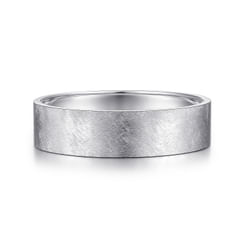 14K White Gold 6mm - Brushed Finish Men's Wedding Band