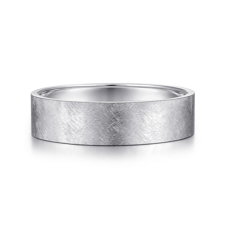 Jaxson - 14K White Gold 6mm - Brushed Finish Men's Wedding Band - Shot 1
