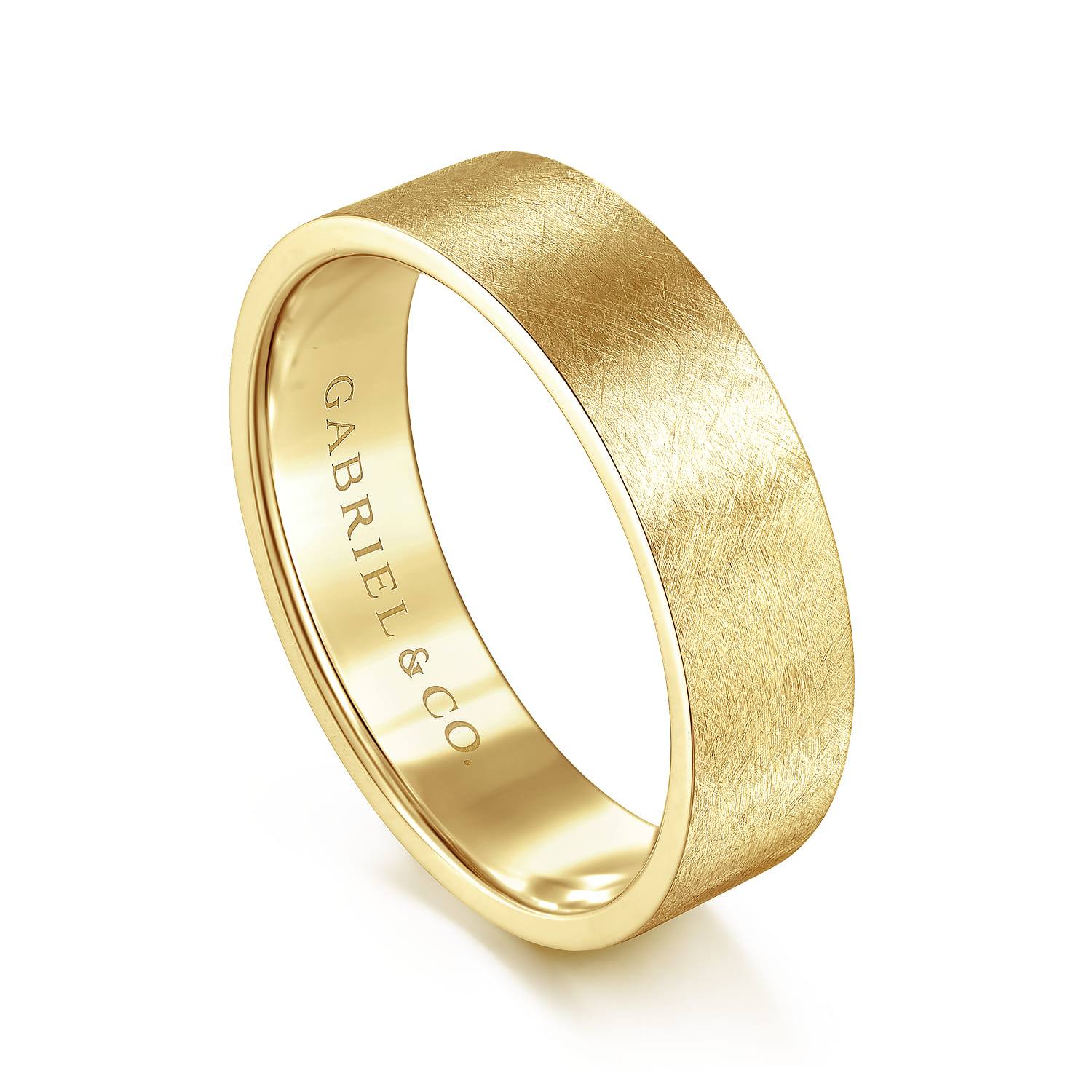 Jaxson - 14K Yellow Gold 6mm - Brushed Finish Men's Wedding Band - Shot 3