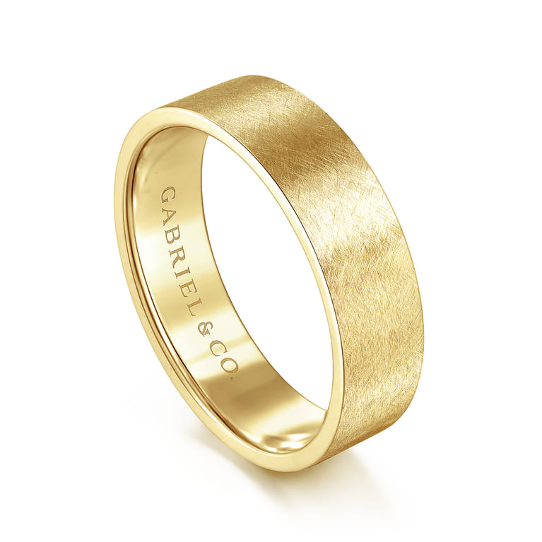 Jaxson - 14K Yellow Gold 6mm - Brushed Finish Men's Wedding Band - Shot 3