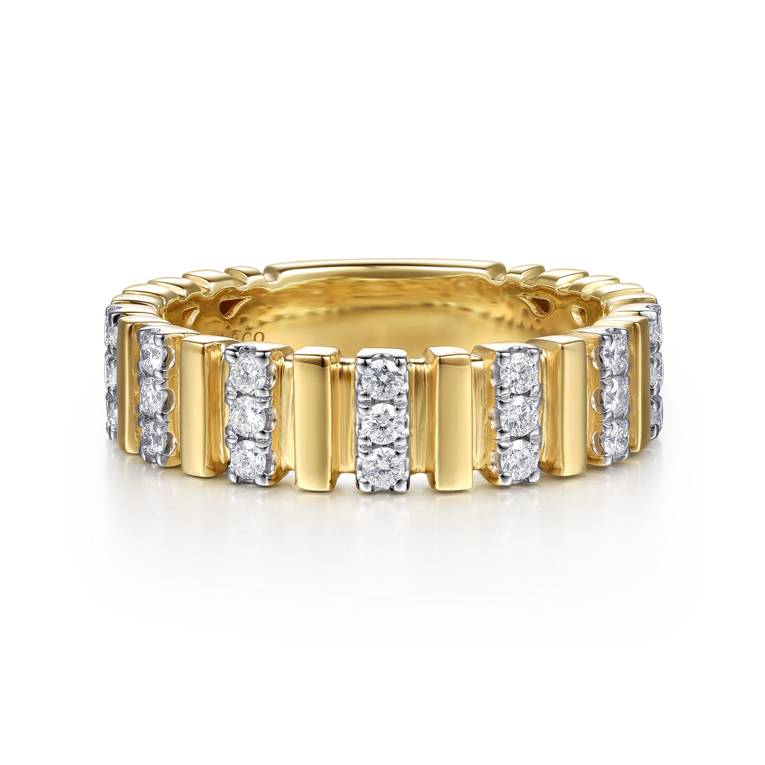 Straight Wedding Ring in 14k Yellow Gold with Round Natural Diamond at Gabriel & Co. - Shot 1