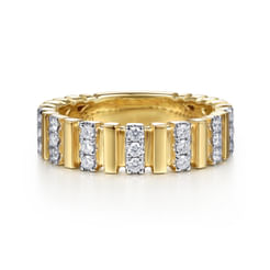 14K Yellow Gold U setting Diamond Anniversary Band