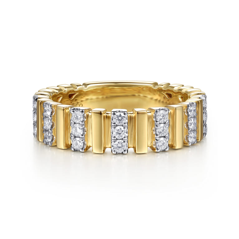 Straight Wedding Ring in 14k Yellow Gold with Round Natural Diamond at Gabriel & Co. - Shot 1