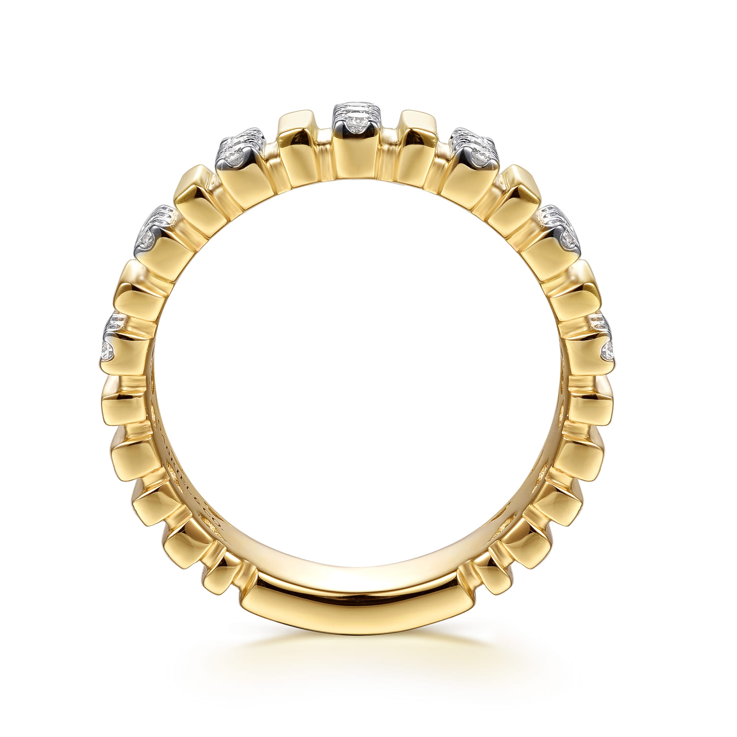 Straight Wedding Ring in 14k Yellow Gold with Round Natural Diamond at Gabriel & Co. - Shot 2