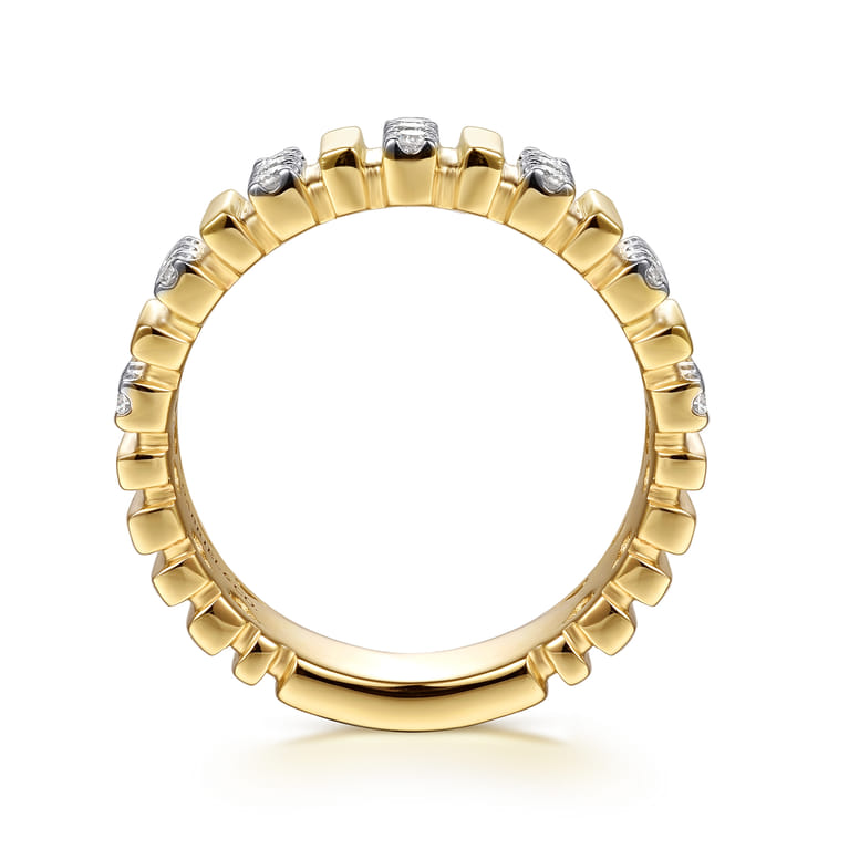 Straight Wedding Ring in 14k Yellow Gold with Round Natural Diamond at Gabriel & Co. - Shot 2
