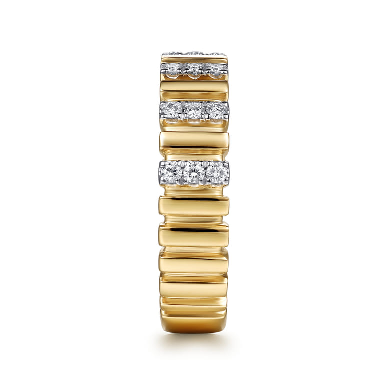 Straight Wedding Ring in 14k Yellow Gold with Round Natural Diamond at Gabriel & Co. - Shot 4
