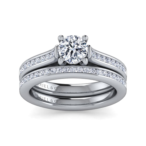 Jayden - 14K White Gold Round Diamond Channel Set Engagement Ring - 0.23 ct - Shot 4
