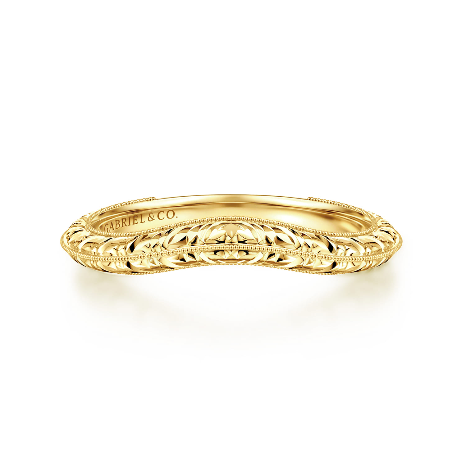 Curved Wedding Ring in 14k Yellow Gold with   at Gabriel & Co. - Shot 1
