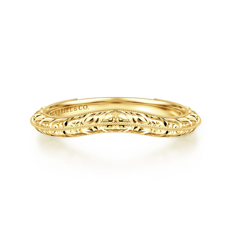 Curved Wedding Ring in 14k Yellow Gold with   at Gabriel & Co. - Shot 1