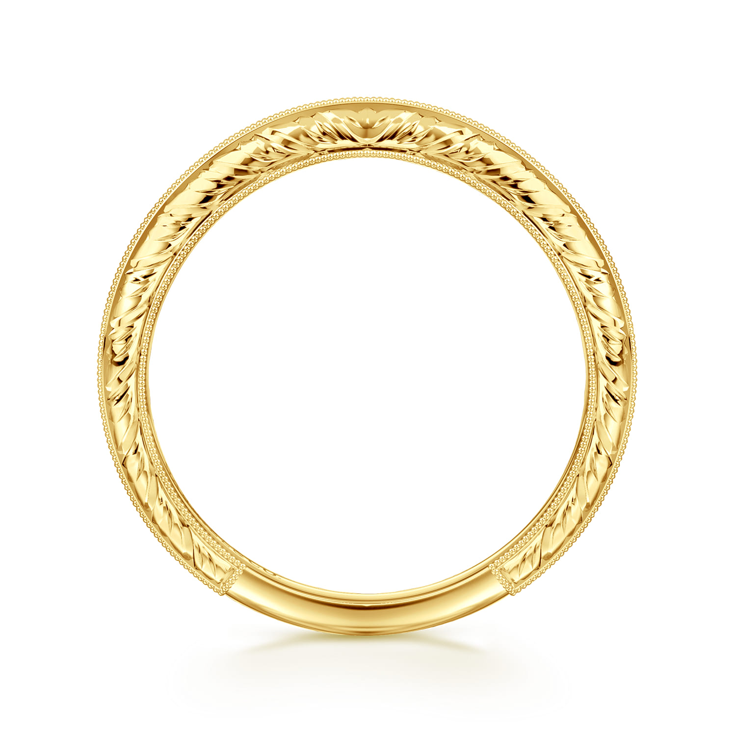 Curved Wedding Ring in 14k Yellow Gold with   at Gabriel & Co. - Shot 2