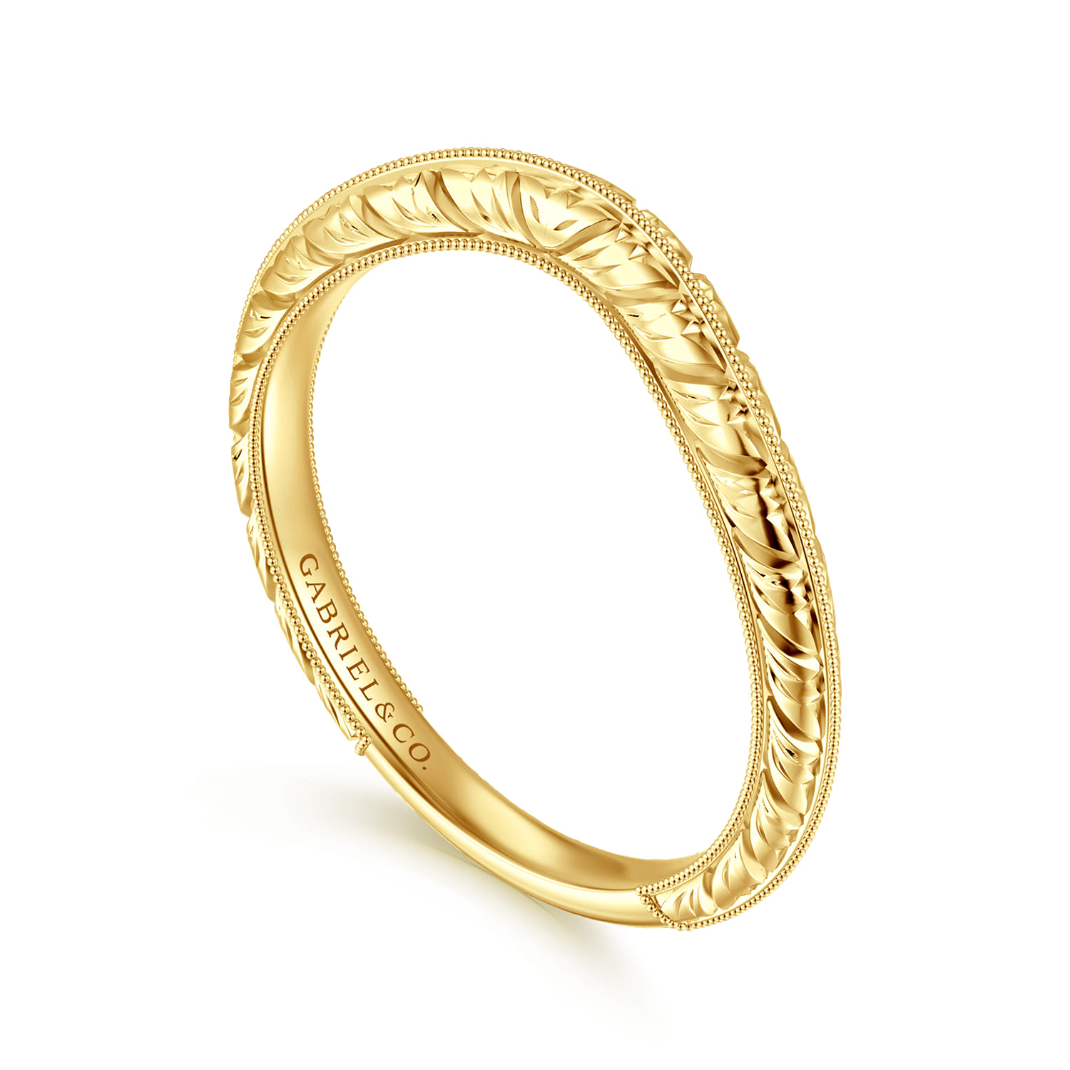 Curved Wedding Ring in 14k Yellow Gold with   at Gabriel & Co. - Shot 3