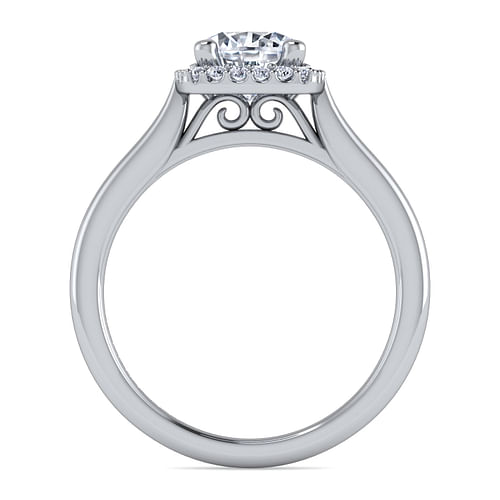 Jenna - 14K White Gold Round Halo Diamond Engagement Ring - 0.09 ct - Shot 2