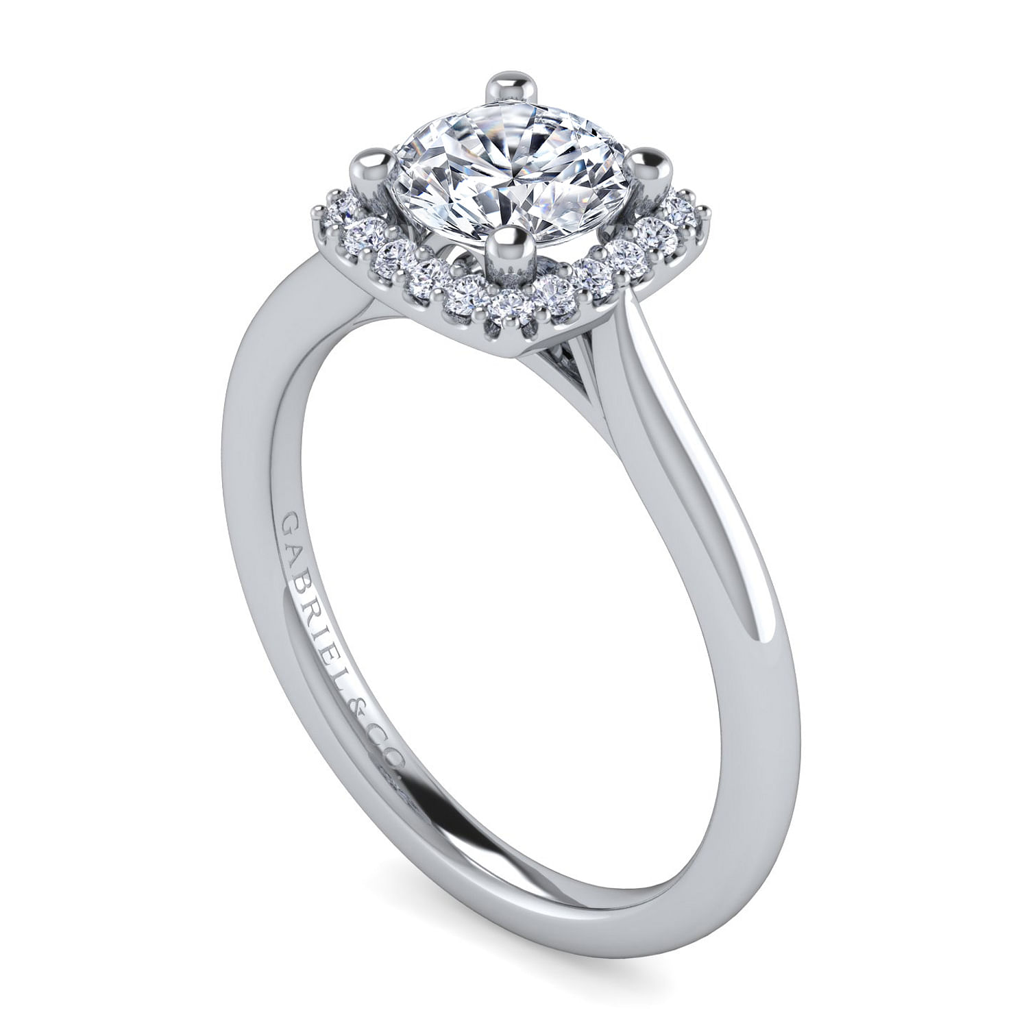 Jenna - 14K White Gold Round Halo Diamond Engagement Ring - 0.09 ct - Shot 3