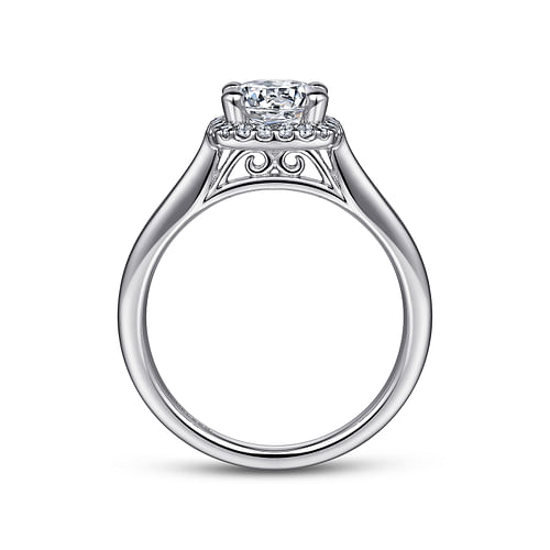 Jenna - 14K White Gold Round Halo Diamond Engagement Ring - 0.11 ct - Shot 2