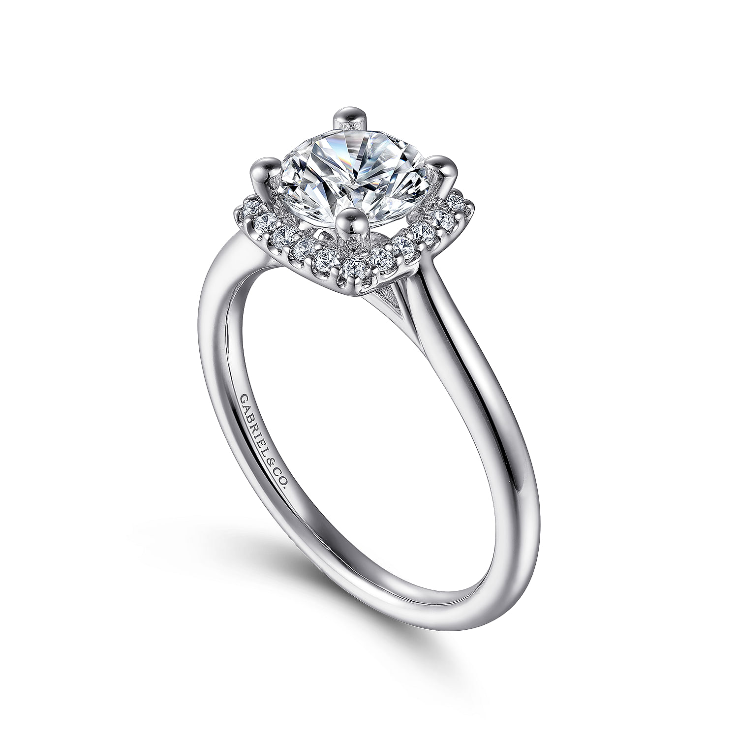 Jenna - 14K White Gold Round Halo Diamond Engagement Ring - 0.11 ct - Shot 3