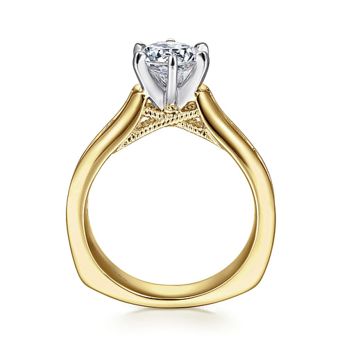 Jessica - 14K White-Yellow Gold Round Diamond Channel Set Engagement Ring - 0.51 ct - Shot 2