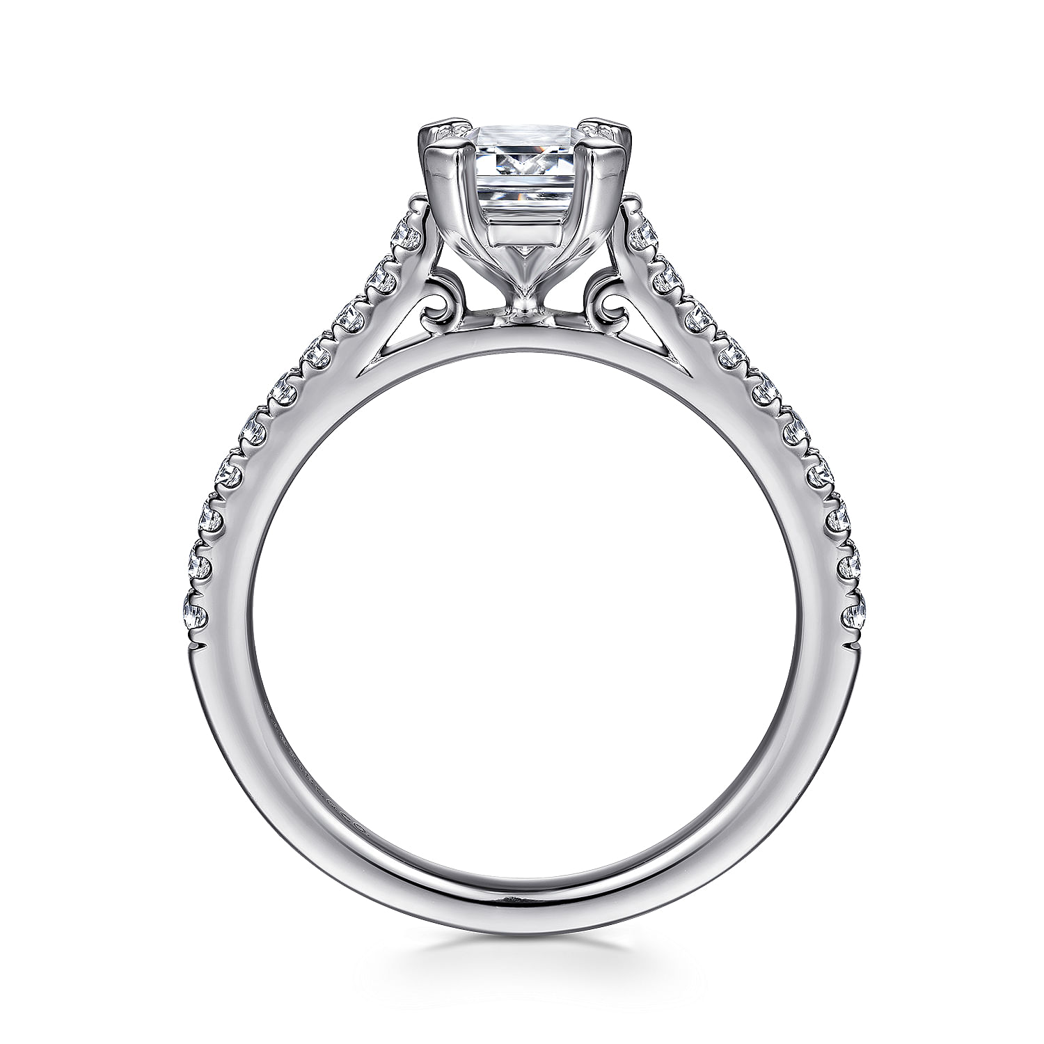 Joanna - 14K White Gold Emerald Cut Diamond Engagement Ring - 0.23 ct - Shot 2