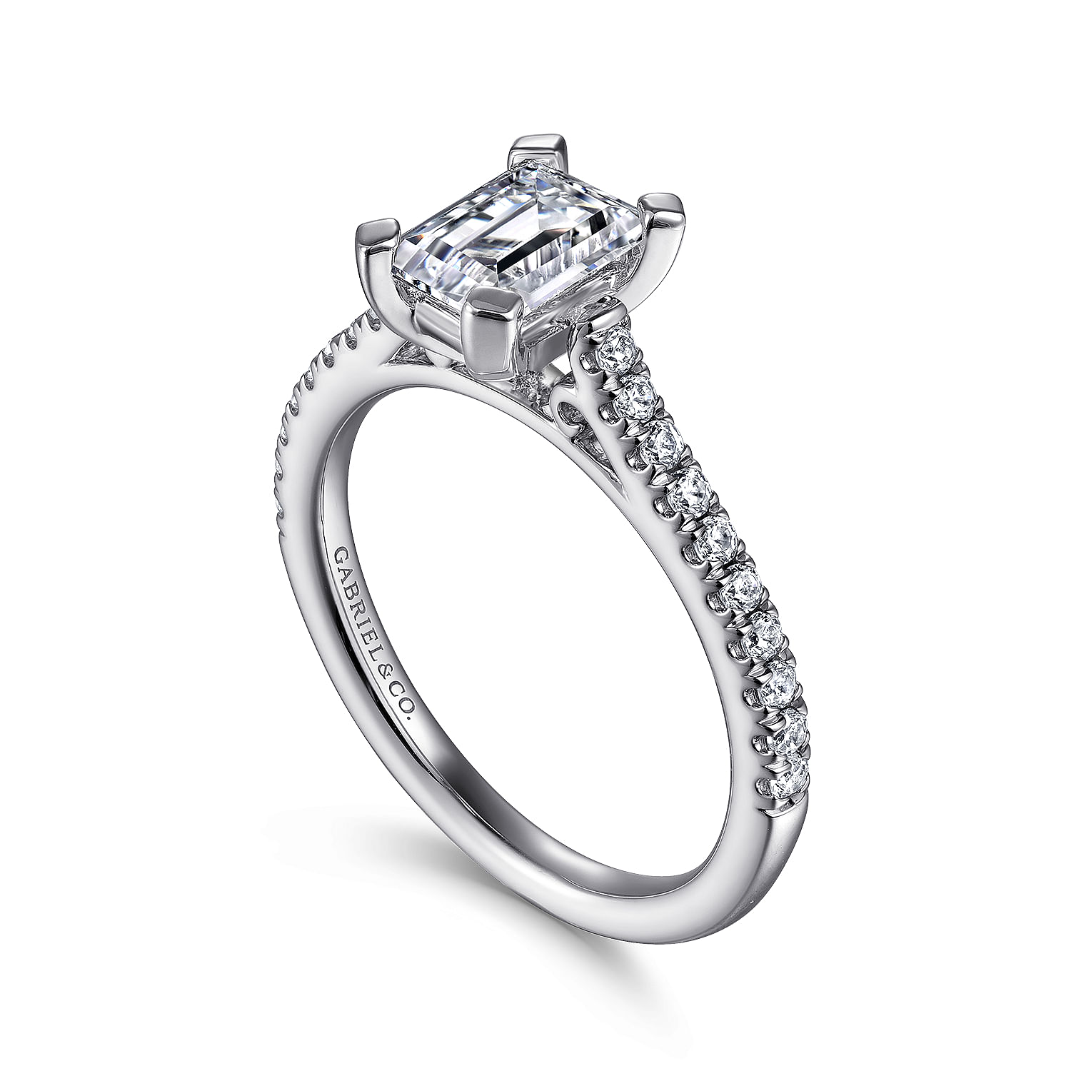 Joanna - 14K White Gold Emerald Cut Diamond Engagement Ring - 0.23 ct - Shot 3