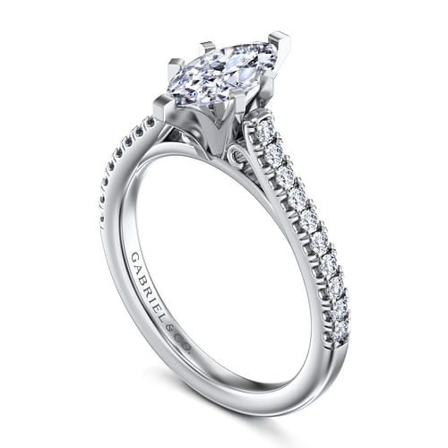 Joanna - 14K White Gold Marquise Shape Diamond Engagement Ring - 0.23 ct - Shot 3