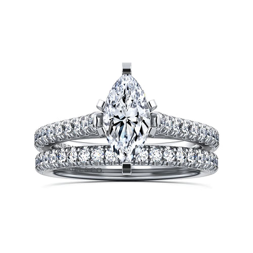 Joanna - 14K White Gold Marquise Shape Diamond Engagement Ring - 0.23 ct - Shot 4