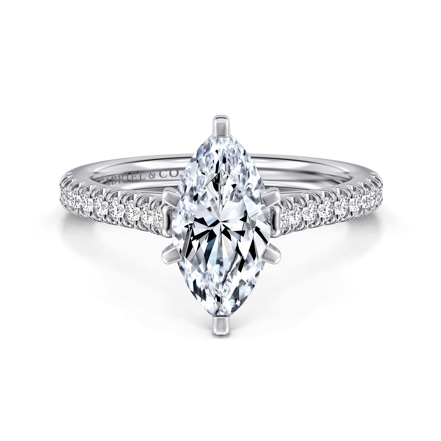Joanna - 14K White Gold Marquise Shape Diamond Engagement Ring