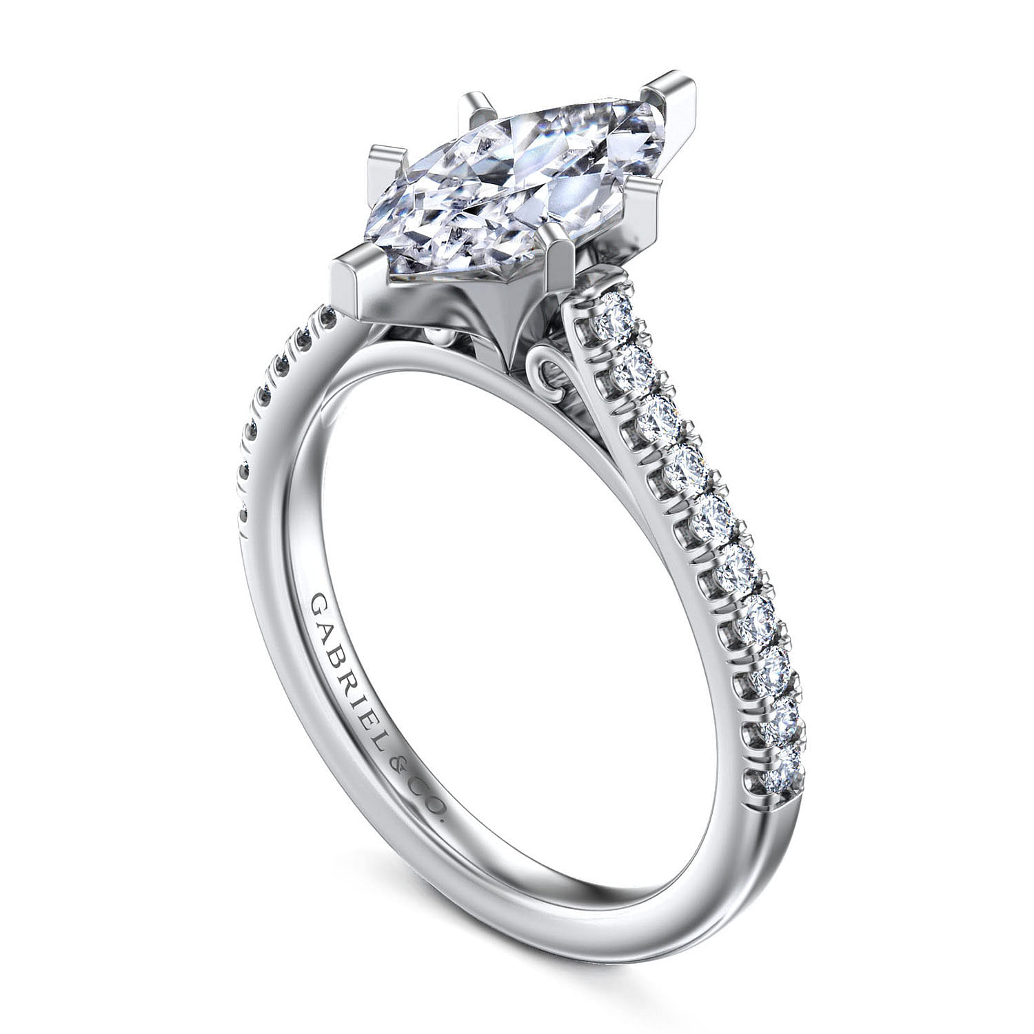Joanna - 14K White Gold Marquise Shape Diamond Engagement Ring