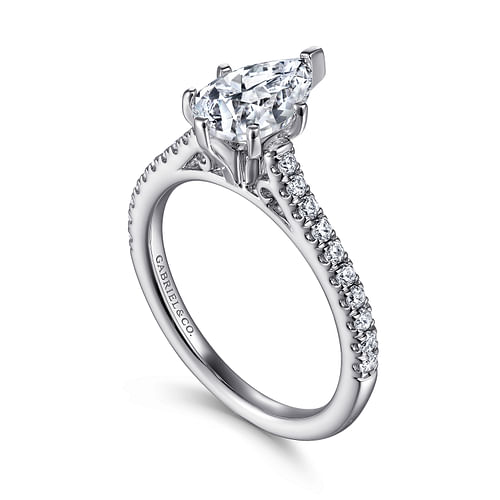 Joanna - 14K White Gold Pear Shape Diamond Engagement Ring - 0.23 ct - Shot 3