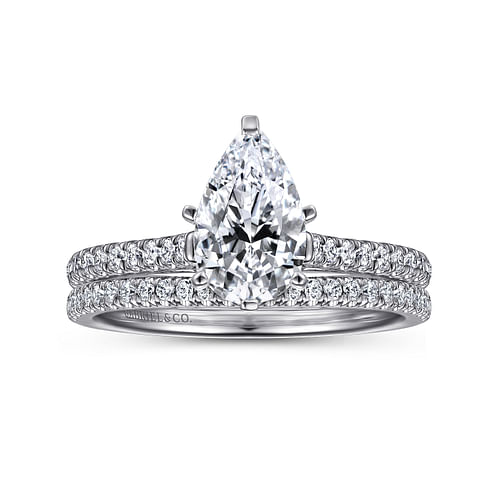 Joanna - 14K White Gold Pear Shape Diamond Engagement Ring - 0.23 ct - Shot 4