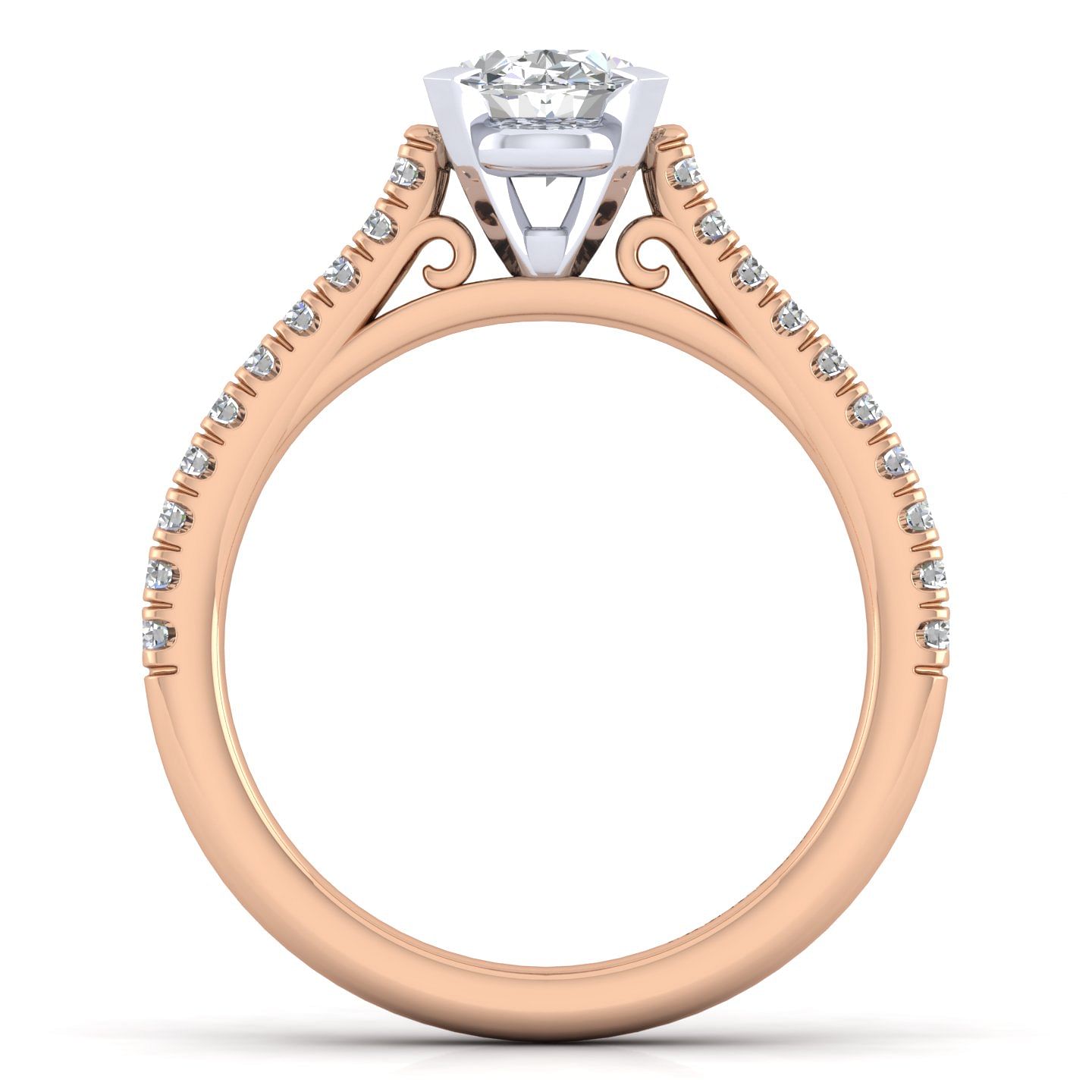 Joanna - 14K White-Rose Gold Oval Diamond Engagement Ring - 0.23 ct - Shot 2