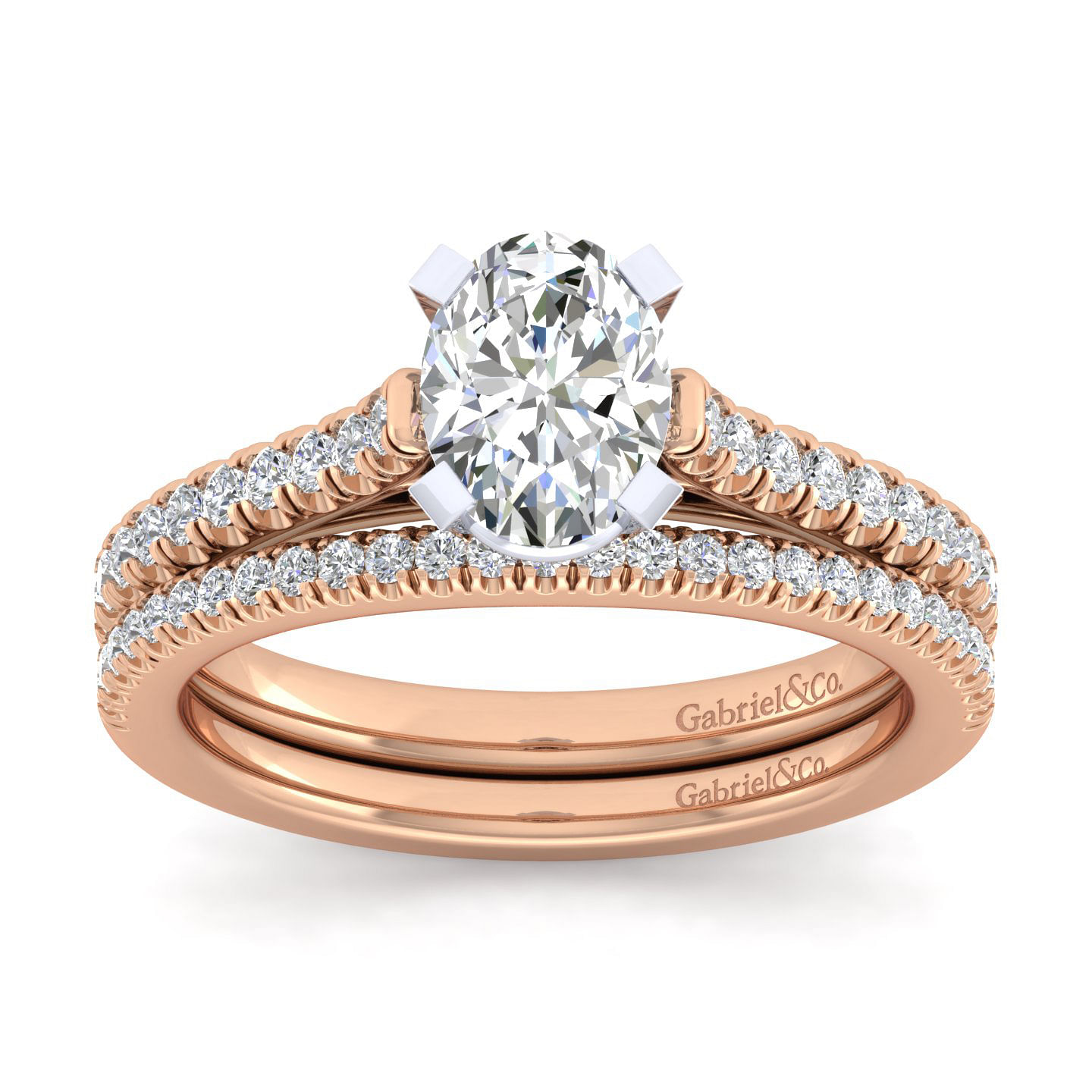 Joanna - 14K White-Rose Gold Oval Diamond Engagement Ring - 0.23 ct - Shot 4