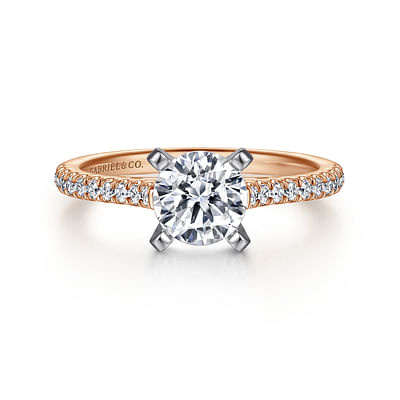 Joanna - 14K White-Rose Gold Round Diamond Engagement Ring