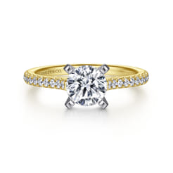 Joanna - 14K White-Yellow Gold Round Diamond Engagement Ring