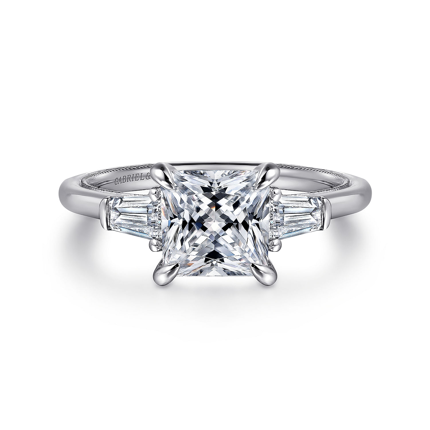 3 stone princess cut diamond ring online white gold