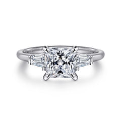 Johana - 14K White Gold Princess Cut Three Stone Diamond Engagement Ring